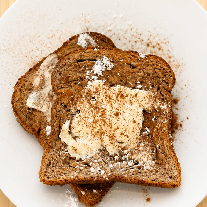 Pumpkin Pie French Toast, cooked and plated